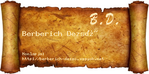 Berberich Dezső névjegykártya