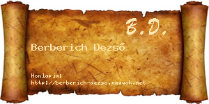 Berberich Dezső névjegykártya